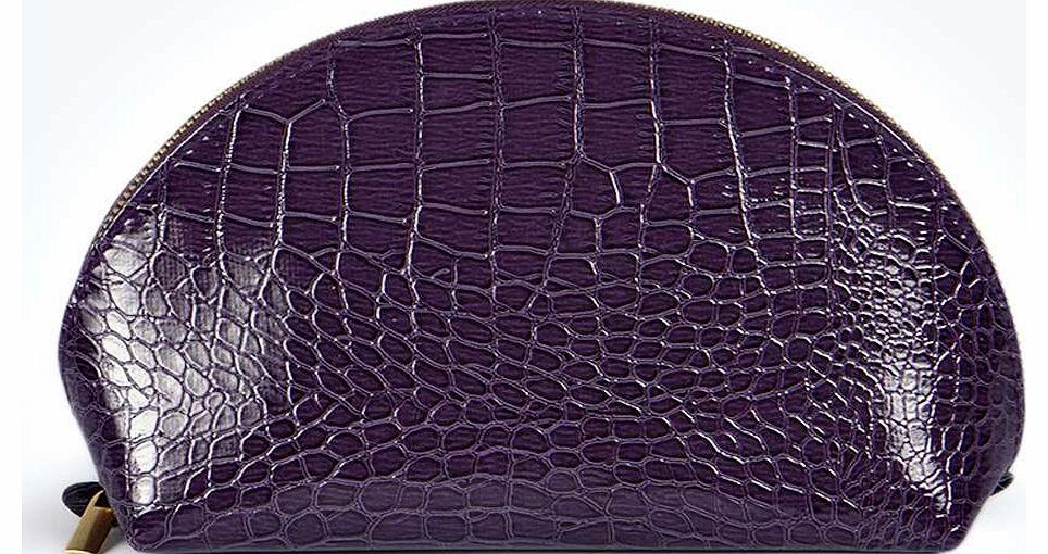 boohoo Emily Mock Croc Large Make Up Wash Bag - purple