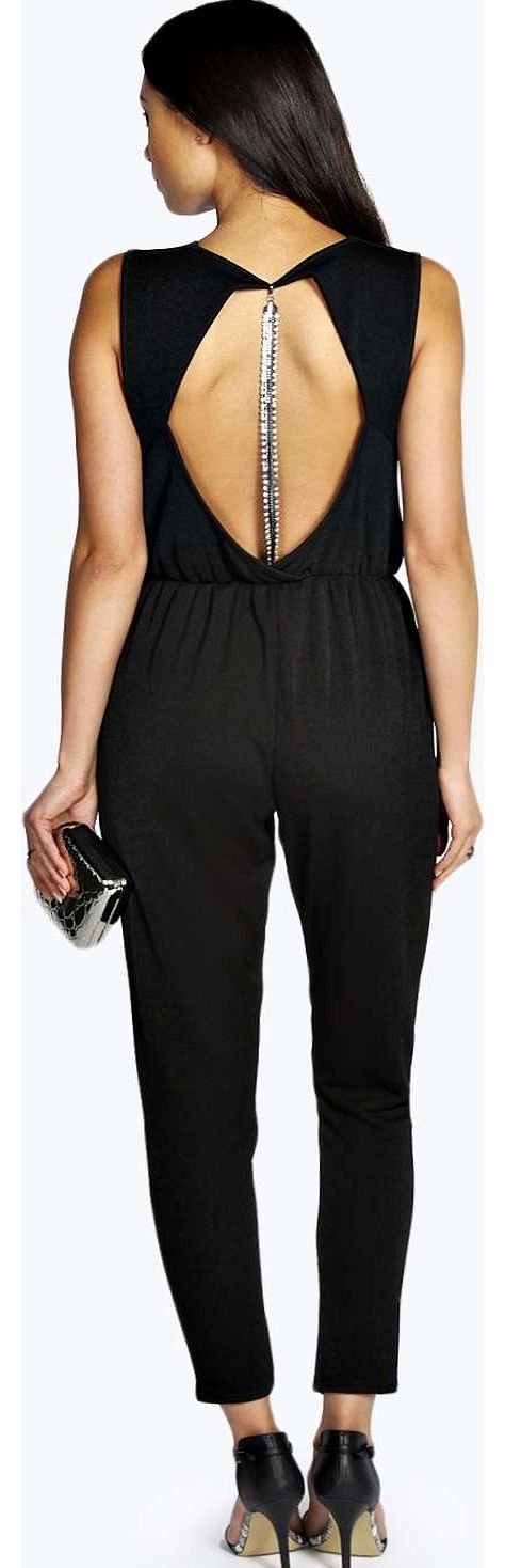 Emma Crepe Wrap Over Jumpsuit - black azz15845