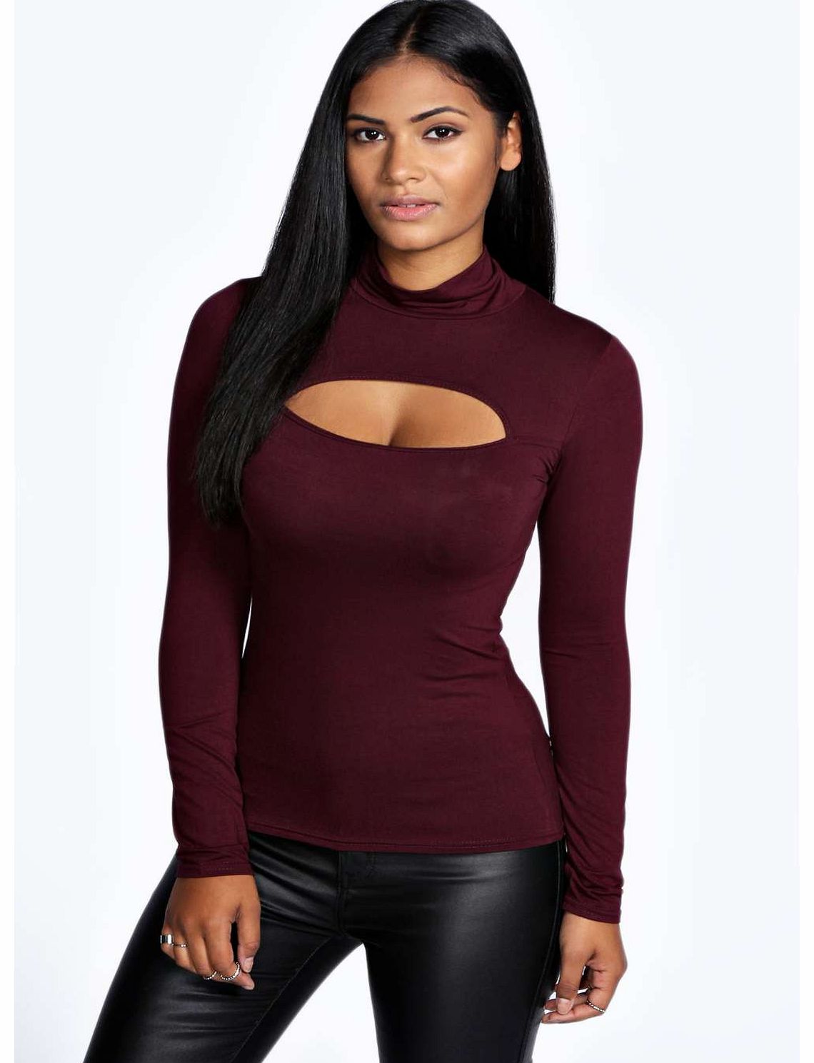 Erin Open Front Turtle Neck Long Sleeved Top -
