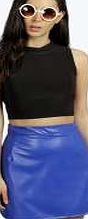 boohoo Faux Leather A Line Mini Skirt - cobalt azz05536