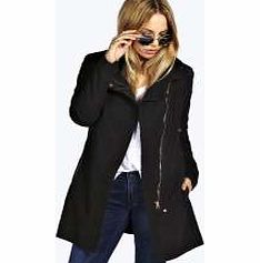 Faux Leather Sleeve Jacket - black azz11688