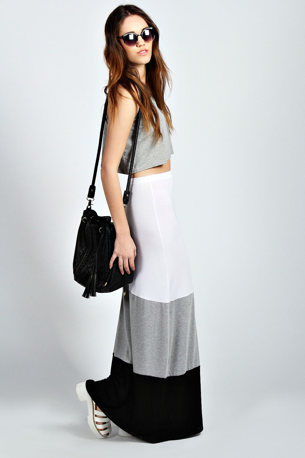boohoo Faye Colour Block Maxi Skirt - multi