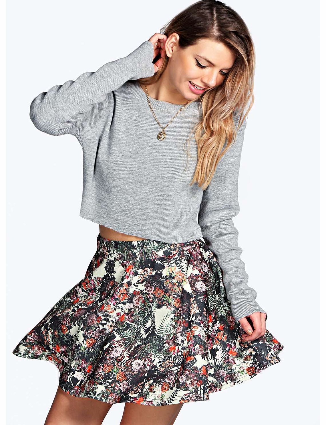 boohoo Floral Print Skater Skirt - multi azz19131