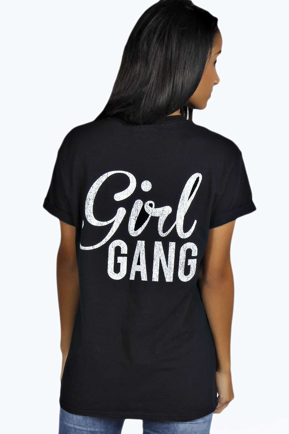 Freya Girl Gang Slogan Tee - black azz17925
