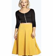 boohoo Grace Full Circle Midi Skirt - mustard azz20468