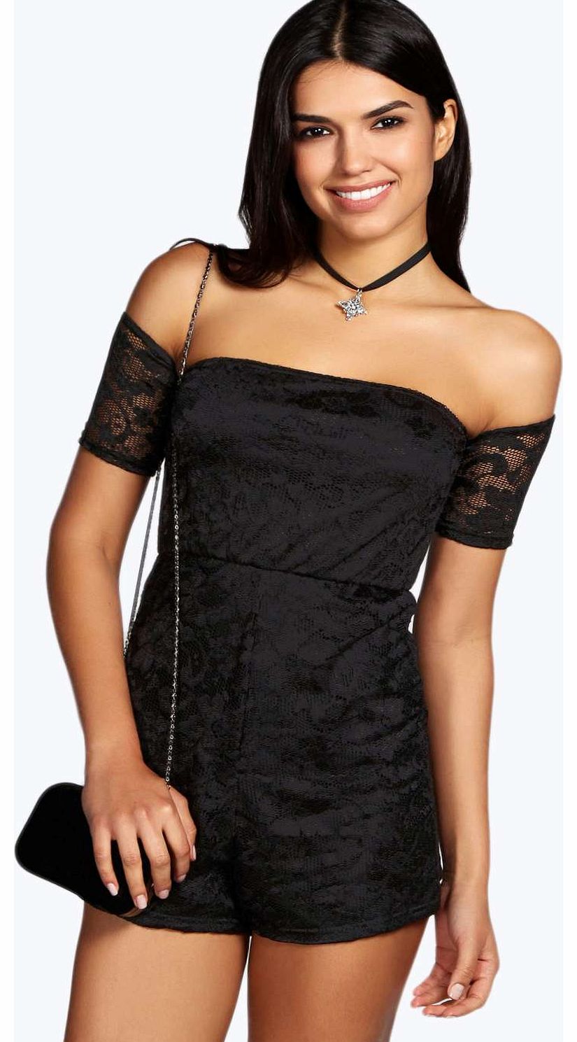 Hailey All Over Lace Off The Shoulder Playsuit -