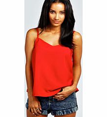 Hettie V Neck Woven Cami - red azz28197