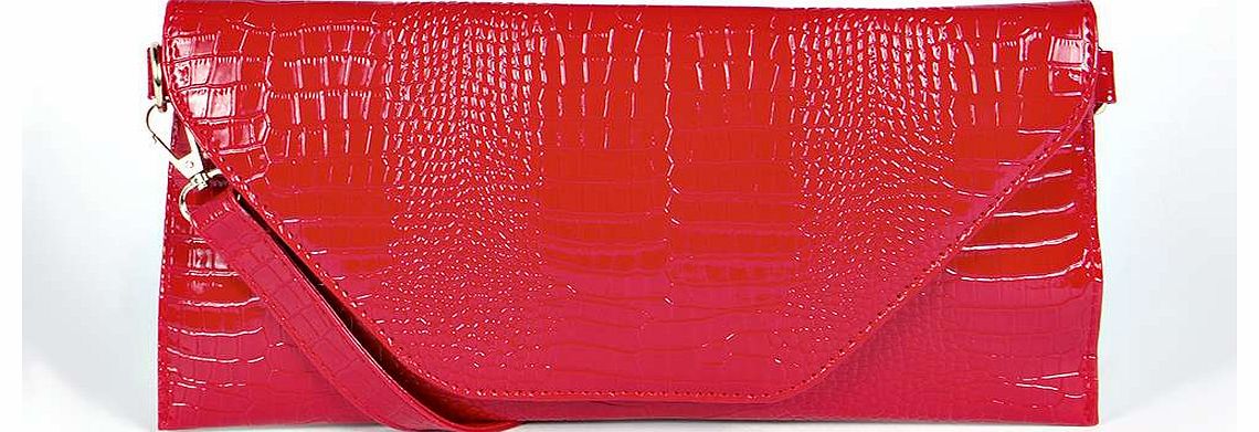 Holly Mock Croc Envelope Cross Body Bag - red