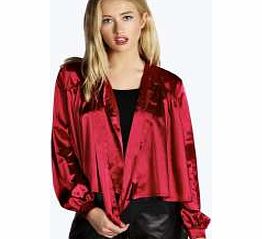 boohoo Isabel Silky Long Sleeve Cape Blouse - red