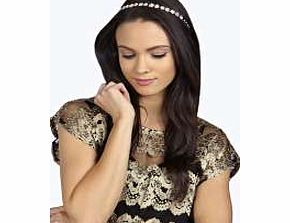 boohoo Jade Diamante Floral Headband - black azz22142