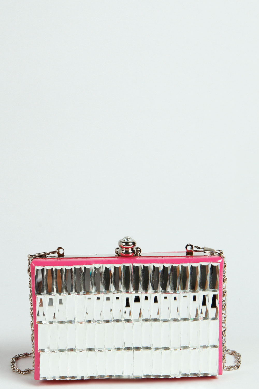 Judith Embellished Box Clutch Bag - pink