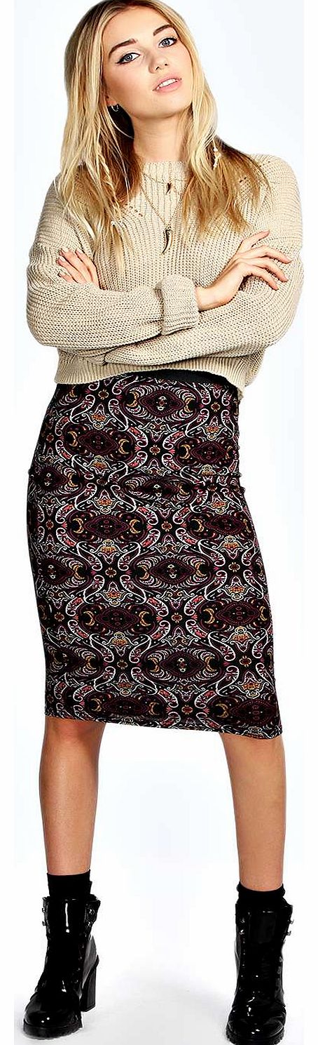 boohoo Katie Paisley Print Midi Skirt - multi azz15587