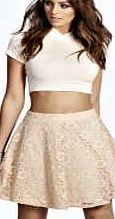 boohoo Lace Skater Skirt - nude azz06314
