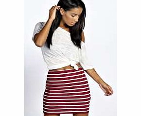 boohoo Laila Striped Bodycon Mini Skirt - berry azz21064