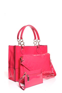 Laura Large High Shine Zip Shopper with Make-up