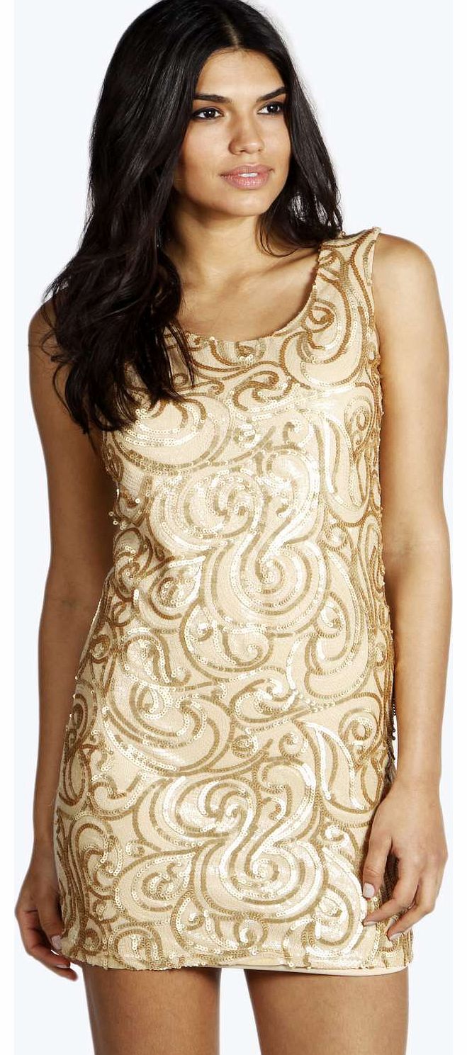 Leola Sequin Bodycon Dress - gold azz14267