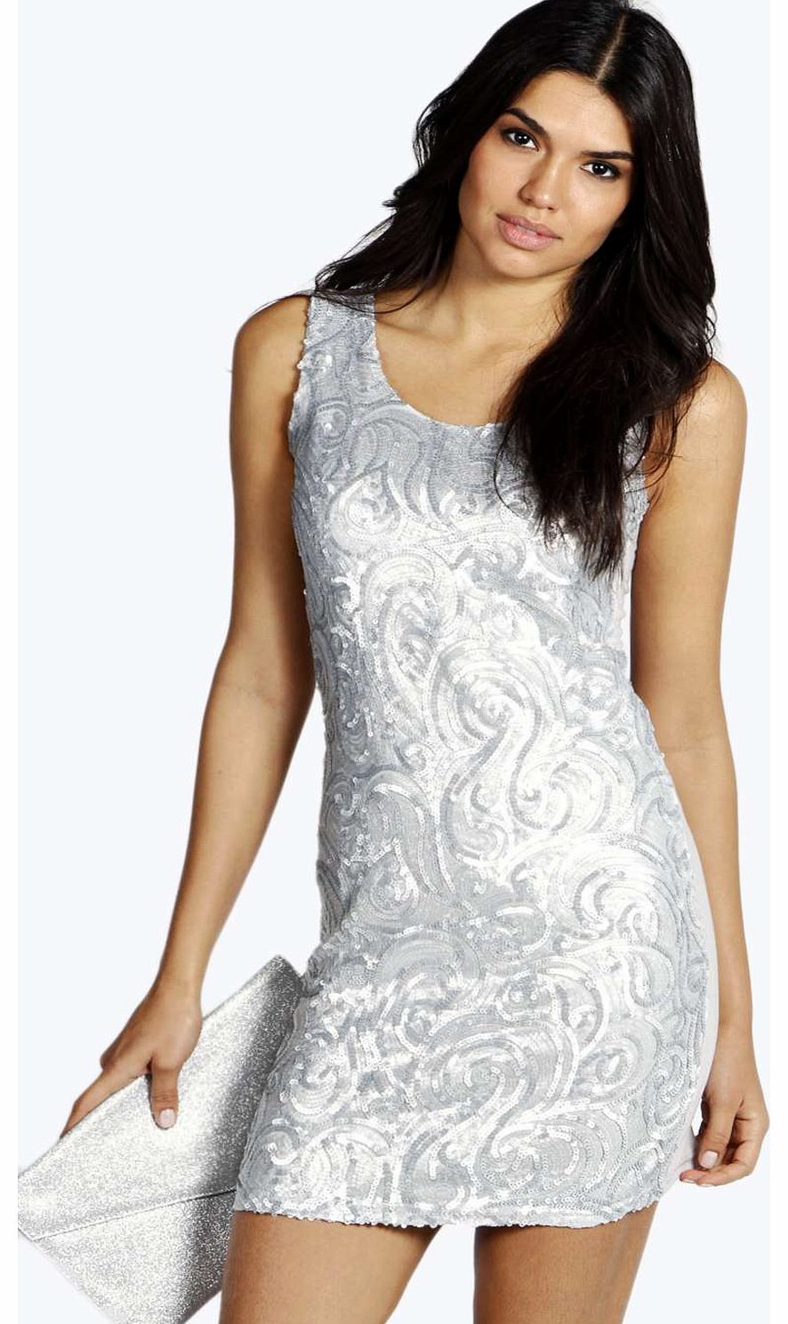 Leola Sequin Bodycon Dress - silver azz14267