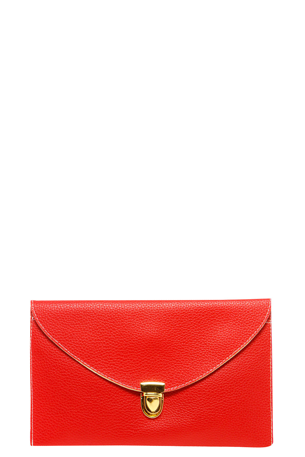 Lily Clasp Fasten Clutch Bag - red, red