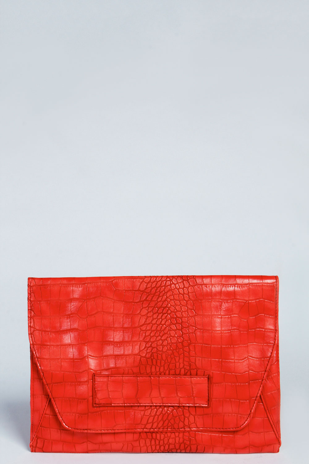 Lola Croc Handle Strap Clutch Bag - red,