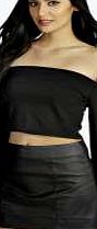 Long Sleeve Crop Top - black azz08372