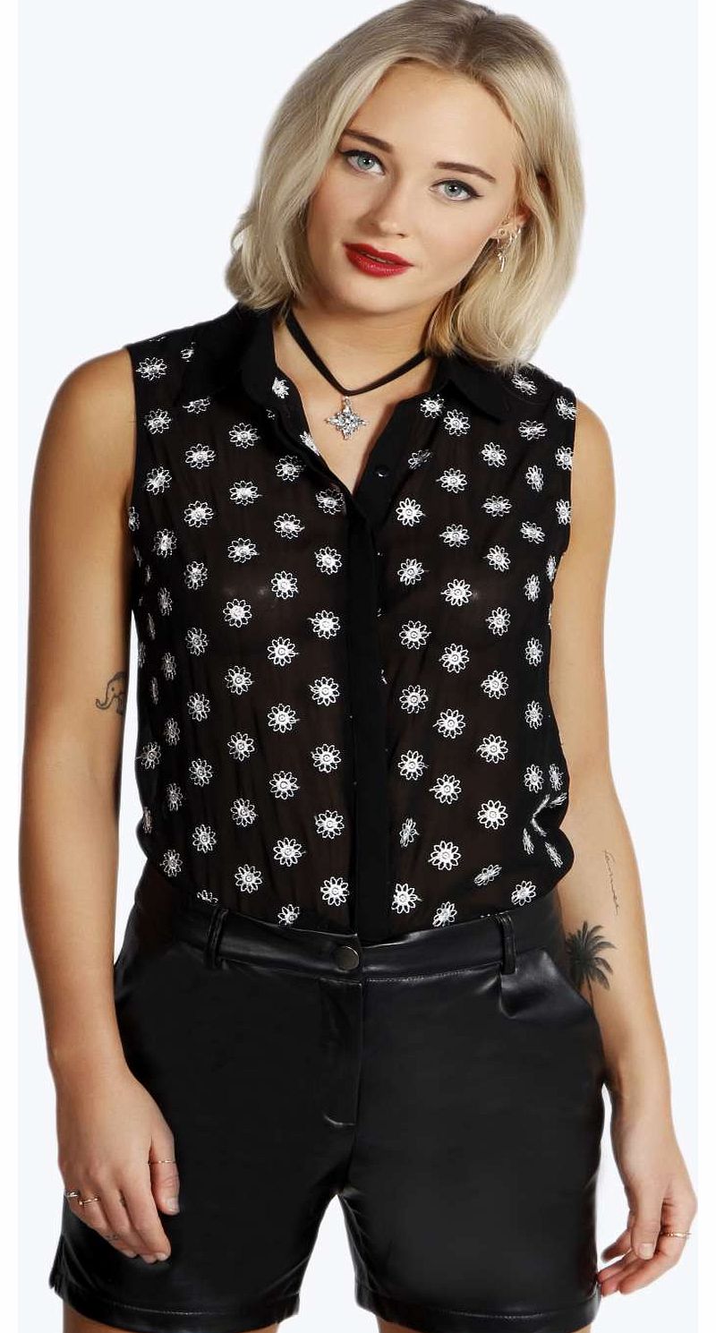 boohoo Lucy Embroidered Blouse - black azz14375