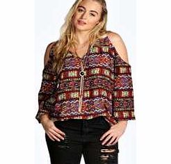 boohoo Lucy Open Shoulder Printed Blouse - multi pzz98955