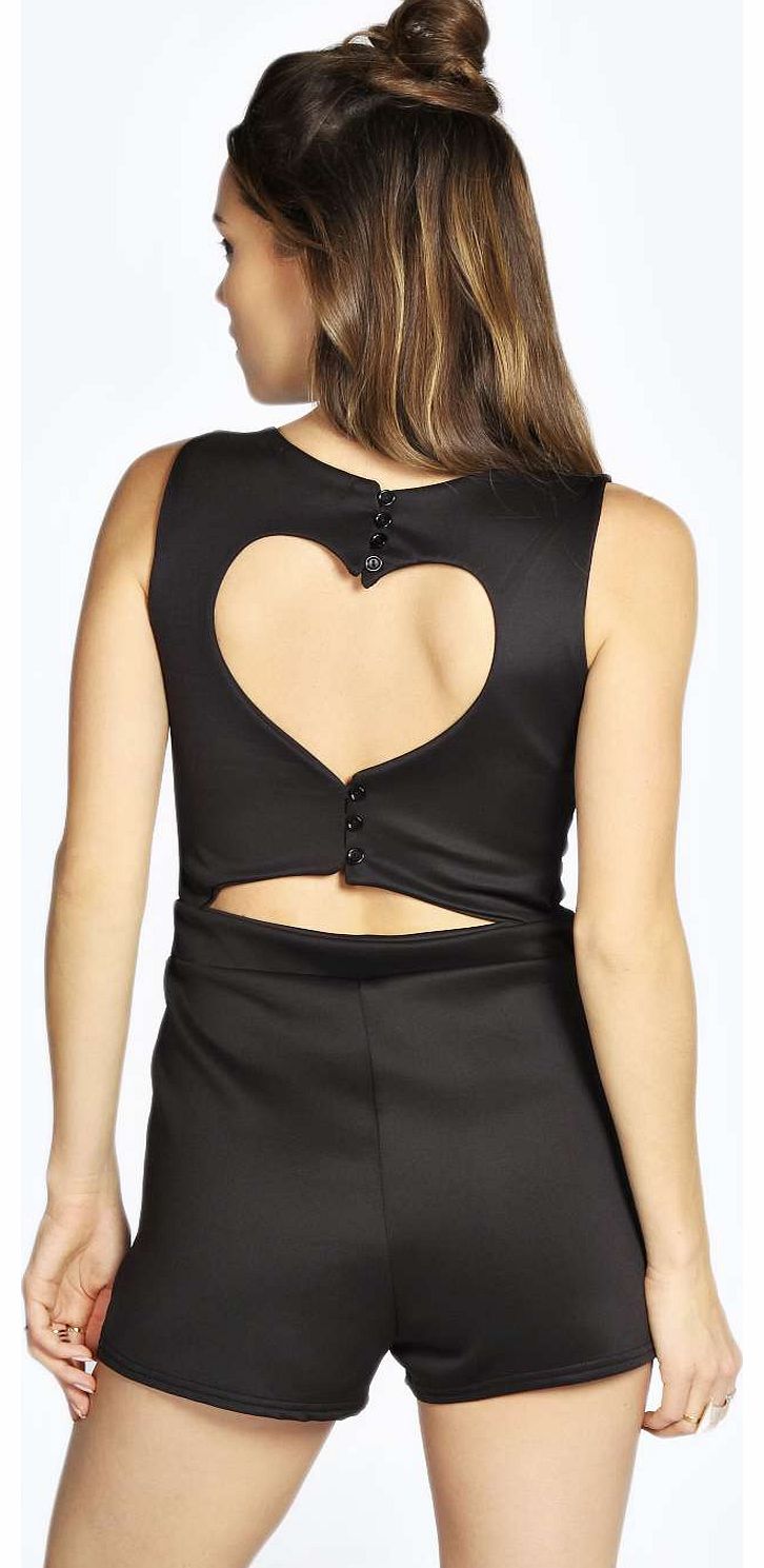 Lydia Cut Out Heart Back Sleeveless Playsuit -