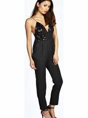 Maria Strappy Sequin Top Jumpsuit - black azz21715