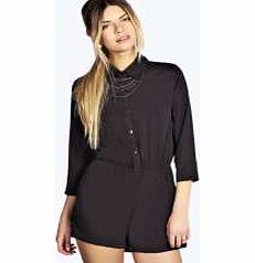Marisa Button Front Sleeved Shirt Style Playsuit