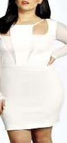 Mesh Detail Mini Dress - white pzz98164