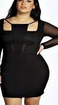 Nadia Mesh Detail Mini Dress - black pzz98164