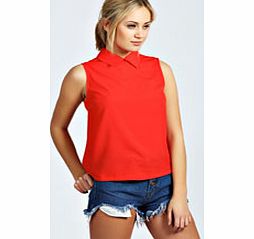boohoo Nicky Sleeveless Collared Blouse - red azz34560