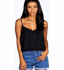 Nicole V Neck Crop Cami - black azz24356