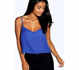 Nicole V Neck Crop Cami - cobalt azz24356