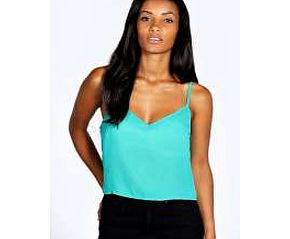 Nicole V Neck Crop Cami - emerald azz24356