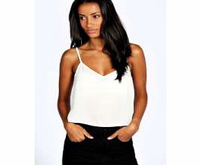 Nicole V Neck Crop Cami - ivory azz24356