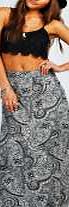 boohoo Paisley Print Maxi Skirt - black azz32290