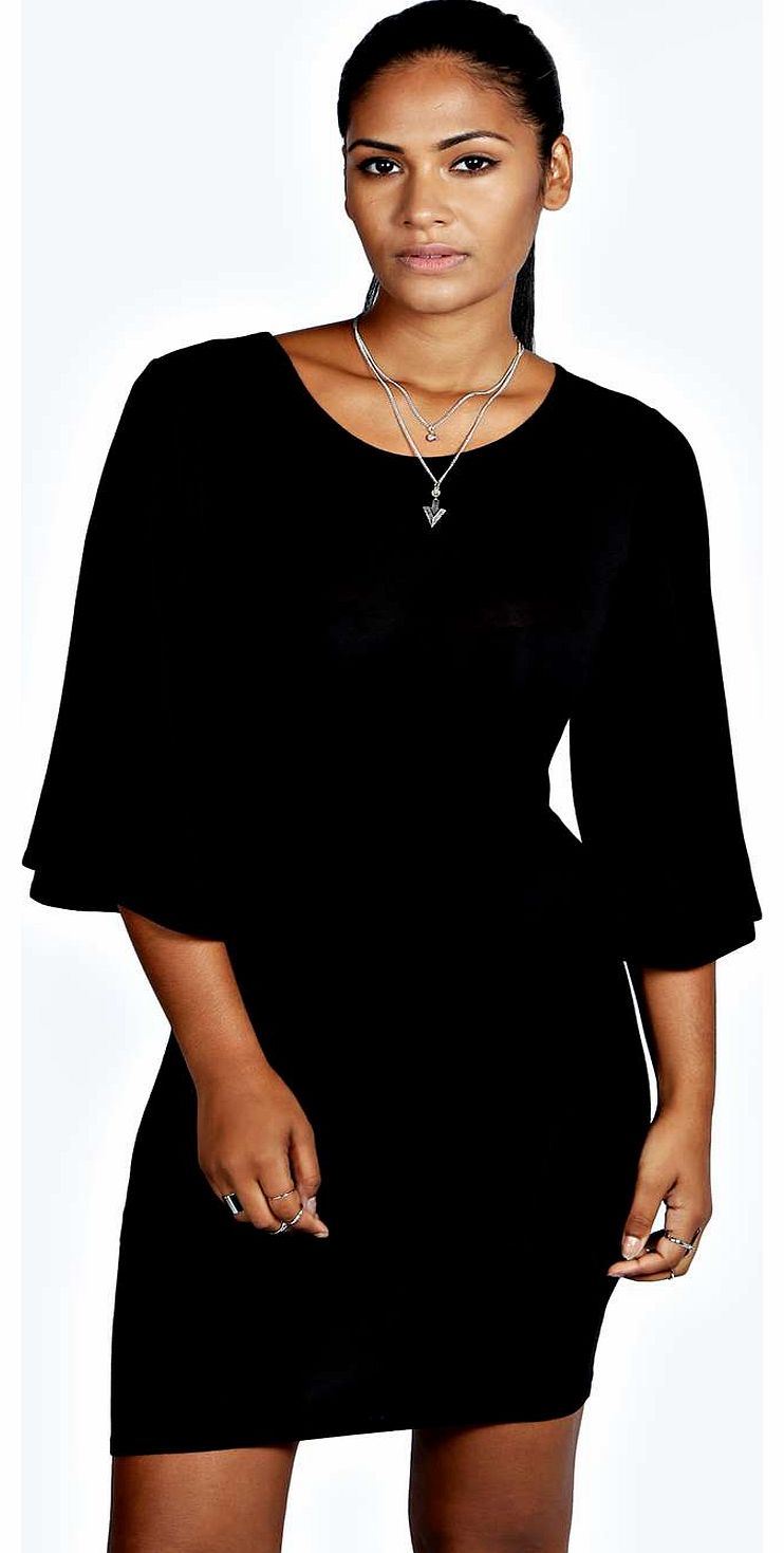 Penny Kimono Sleeve Bodycon Dress - black azz18458