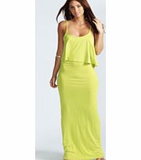 Petite Polly Strappy Frill Top Maxi Dress - lime