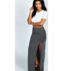 boohoo Petite Ria Ruched Top Jersey Maxi Skirt -