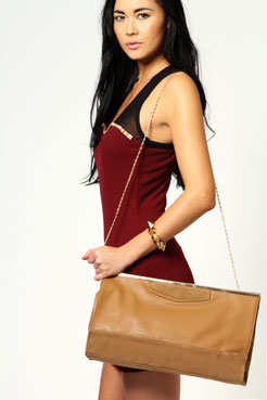 Petra Oversized Suede Panel Clutch Bag Female