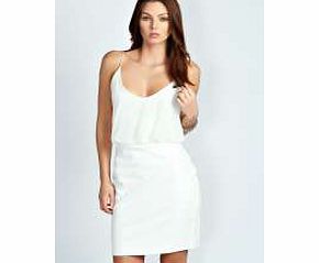 boohoo Pixie PU Skirt Strappy 2 in 1 Dress - ivory