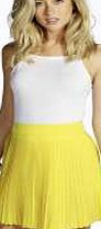 boohoo Pleated Crepe Mini Skirt - yellow azz09858