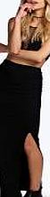 boohoo Ribbed Maxi Skirt - black azz08161