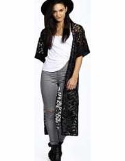 Rosa Short Sleeve Maxi Length Lace Kimono -