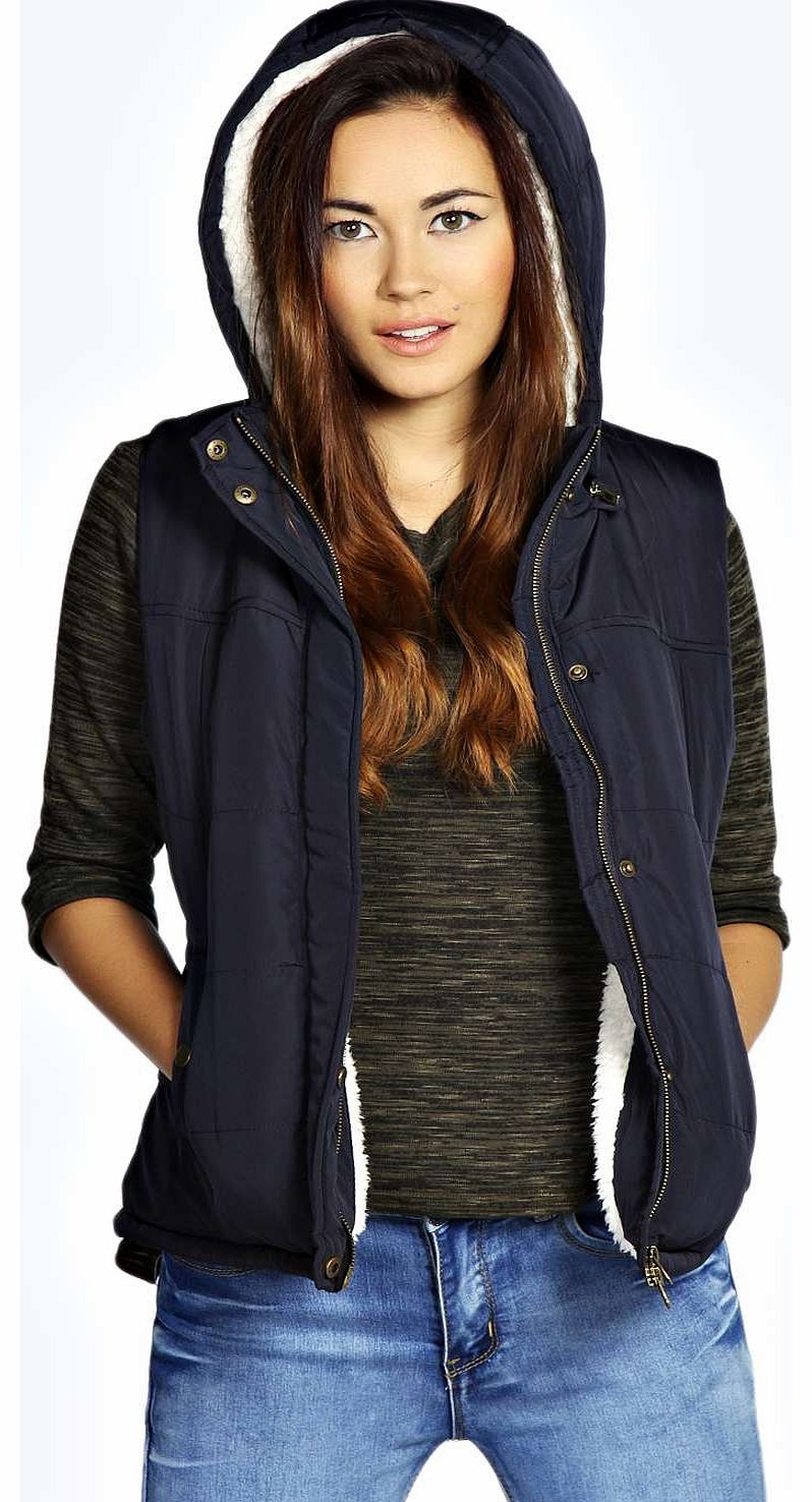 Ruby Padded Gilet With Hood - navy azz15571