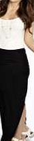 boohoo Ruched Side Jersey Maxi Skirt - black azz07347