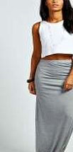boohoo Ruched Side Jersey Maxi Skirt - grey marl azz30242