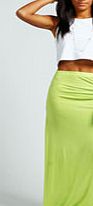 boohoo Ruched Side Jersey Maxi Skirt - lime azz30242