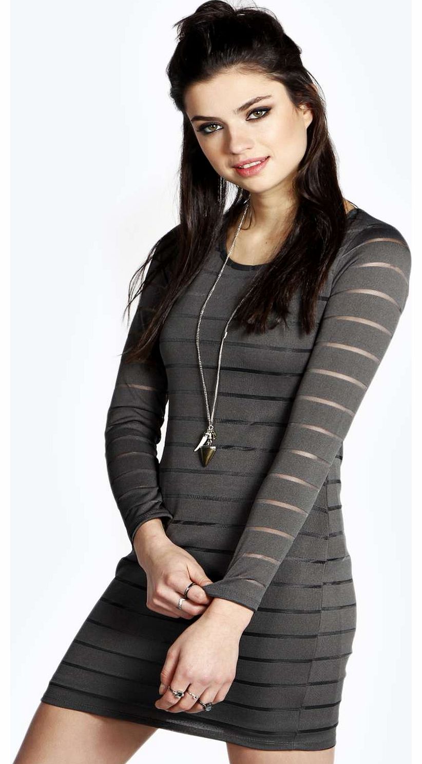 Samaya Knitted Long Sleeve Bodycon Dress - grey